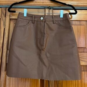 Brown/Burgundy Faux Leather Skirt from F21